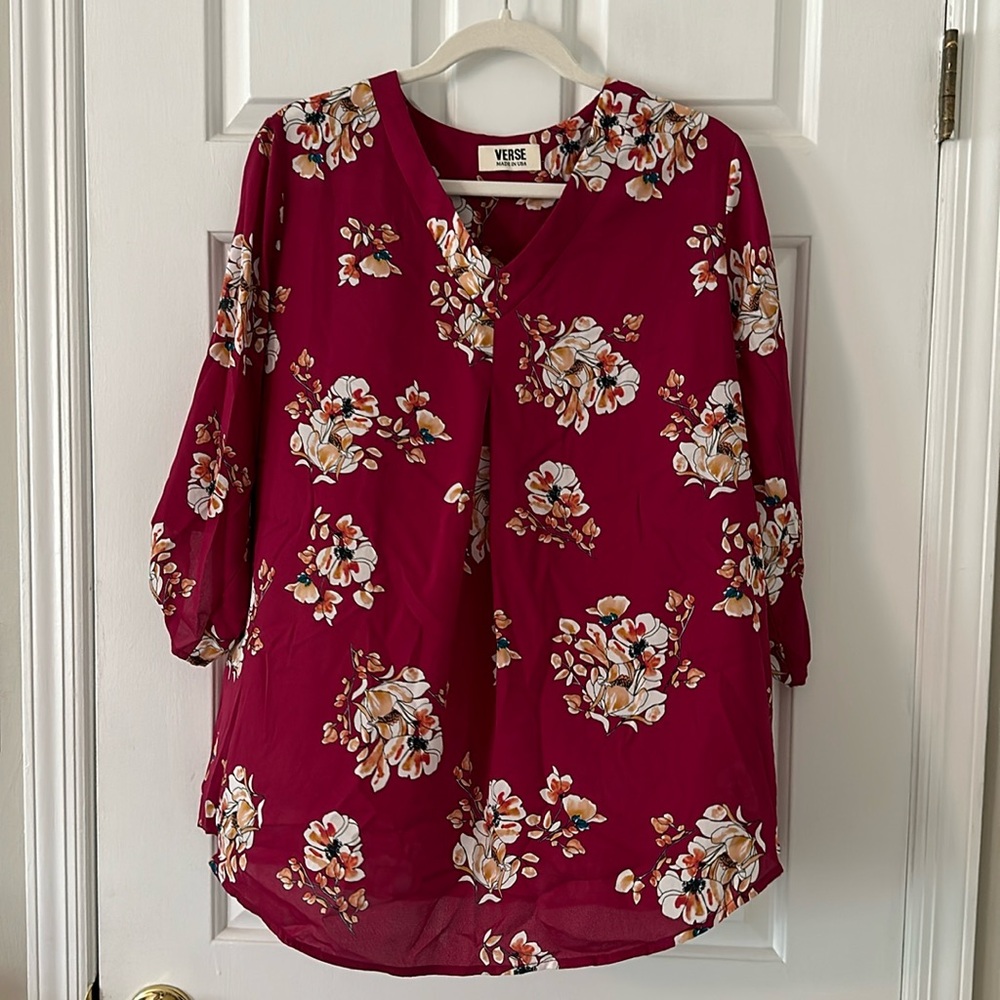 Red maternity blouse